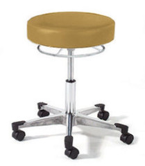 Physician Stool With Chrome 360° Hand Release, Brushed Aluminum Base and Toe Caps