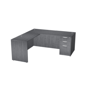 Classic Laminate L Desk BBF Single Pedestal in Newport Gray